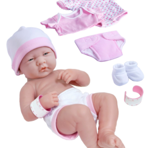 La Newborn Nursery 14″ Baby Doll 8 Pcs Pink Gift Set