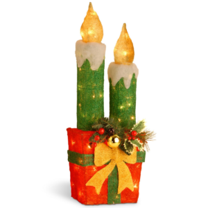 National Tree PreLit 30″ Sisal Candle and Gift Box Decoration