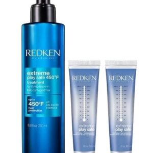 Redken Extreme Play Safe 450 Fortifying Leave In Treatment 6.8 oz w/ 1.7 oz x 2 Trio Womens Redken