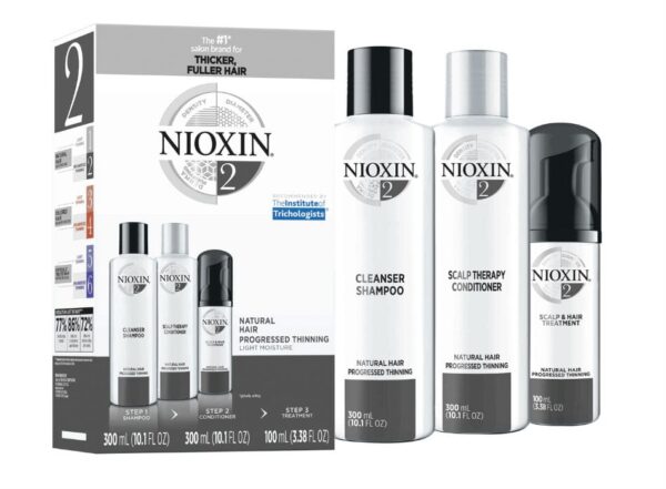 Nioxin System 2 Full Kit For Natural Hair – Progressed Thinning Mens Nioxin Sets