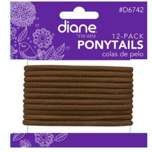 Diane Ponytail Holders 12 Pack Brown #D6742 Womens Diane Hair Accessories