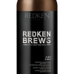 Redken Brews 3-IN-1 Shampoo Conditioner and Body Wash 10 oz Mens Redken Shampoo Beard Care