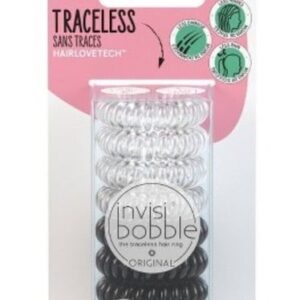 Invisibobble Original Multipack Hair Elastics – Crystal Clear/True Black (8 Pack) Womens Invisibobble