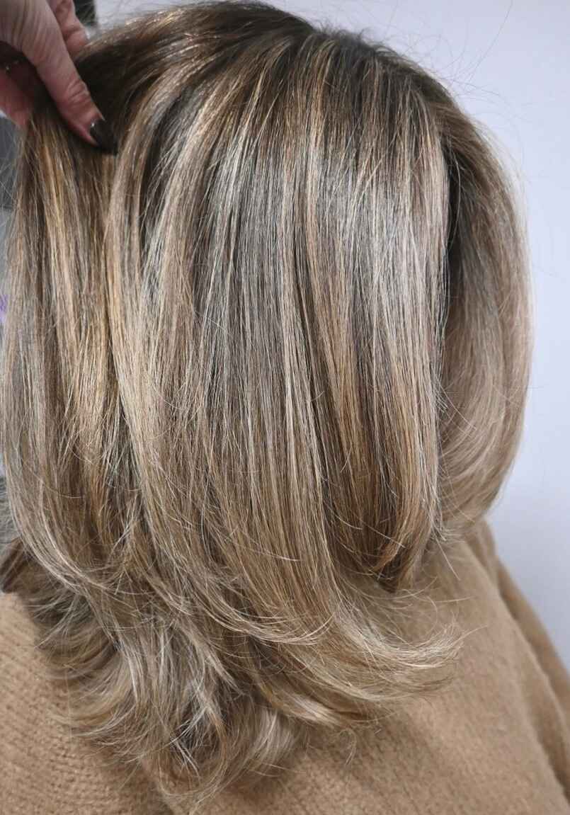 Classic highlights and freehand painting Hair Salon Dedham Massachusetts