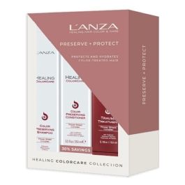 Lanza Healing Color Care Shampoo Cond Trama Treatment Trio Boxed Womens L’anza